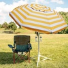 image:imageAMMSUN Shade Umbrella Premium Portable Umbrella with Stand 65ft Lightweight Free Standing Canopy for Sporting Games Adjustable Instant Sun Protection and Easy to Carry OrangeStripe Yellow