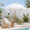 image:imageAMMSUN Upgraded Boho Fringe Umbrella 65ft Canvas UmbrellaAntique White