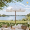 image:imageAMMSUN Upgraded Boho Fringe Umbrella 65ft Canvas UmbrellaAntique White