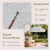image:imageAMMSUN Upgraded Boho Fringe Umbrella 65ft Canvas UmbrellaNavy Blue Stripes