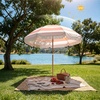 image:imageAMMSUN Upgraded Boho Fringe Umbrella 65ft Canvas UmbrellaPink Stripes