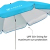 image:imageAMMSUN XL Chair Umbrella with Universal Clamp Adjustable 47 inches and 360degree Swivel UPF 50 Portable Clamp on Camping or Beach Chair Stroller Wheelchair Golf cart Bright Blue 2 PACKBright Blue2 PACK
