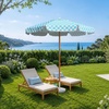 image:imageAMMSUN 78FT Outdoor Patio Umbrella Boho Wood Pole Market Table UmbrellaGreen Plaid