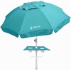 image:imageAMMSUN 7ft Heavy Duty High Wind Beach Umbrella with sand anchor Builtin Table Tray Vent Tilt Pole UPF 50 Windproof Portable Outdoor Umbrellas Carry Bag for Patio Garden Pool Backyard stripeTeal