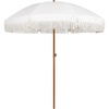 image:imageAMMSUN 7ft Patio Umbrella with Fringe Outdoor Tassel Umbrella UPF50 Premium Steel Pole and Steel Ribs Push Button Tilt BlackCream White