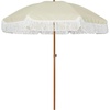 image:imageAMMSUN 7ft Patio Umbrella with Fringe Outdoor Tassel Umbrella UPF50 Premium Steel Pole and Steel Ribs Push Button Tilt BlackLight Beige