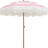 image:imageAMMSUN Boho Fringe Umbrella 65ft Outdoor Umbrella with TasselStripes Pink