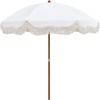 image:imageAMMSUN Upgraded Boho Fringe Umbrella 65ft Canvas UmbrellaAntique White
