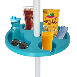 image:imageAMMSUN 13 Beach Umbrella Table Tray Teal for Beach Patio Garden Swimming Pool with Cup Holders Snack Compartments TealTeal