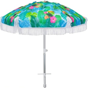 image:imageAMMSUN 65ft Tropical Fringe Beach Umbrella with Sand AnchorTiltAir Vent