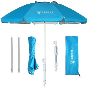 image:imageAMMSUN 6ft Folded Portable Travel Beach Umbrella with Sand Anchor Tilt Air vent UPF 50UV Protection Fit In Suitcase Compact Foldable Telescopic umbrellas for Patio Garden Beach Pool Sky Blue65ft Light Blue