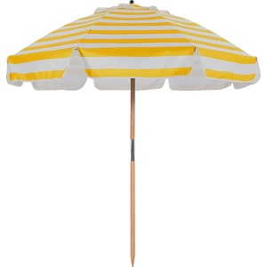 image:imageAMMSUN 75ft High Wind Beach Umbrella with Air Vent amp Ash Wood PoleB Yellow White