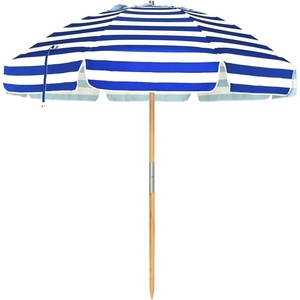 image:imageAMMSUN 75ft High Wind Beach Umbrella with Air Vent amp Ash Wood PoleCapri Blue Stripe