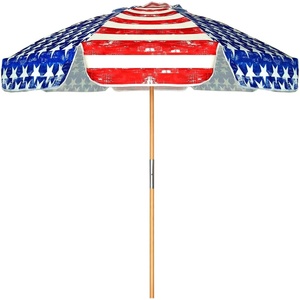 image:imageAMMSUN 75ft High Wind Beach Umbrella with Air Vent amp Ash Wood PoleRed Blue American flag