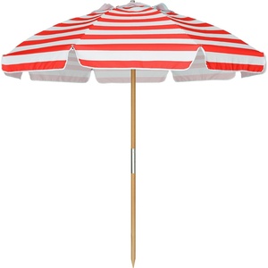image:imageAMMSUN 75ft High Wind Beach Umbrella with Air Vent amp Ash Wood PoleRed White