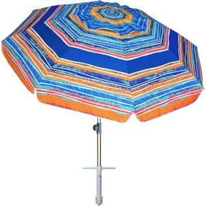 image:imageAMMSUN 7ft Heavy Duty High Wind Beach Umbrella Parasols with Sand Anchor Vent Tilt UV 50 Sun Protection Portable Outdoor Sunshade Umbrellas Carry Bag for Patio Garden Pool Backyard BlueCaribbean Twilight