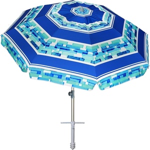 image:imageAMMSUN 7ft Heavy Duty High Wind Beach Umbrella Parasols with Sand Anchor Vent Tilt UV 50 Sun Protection Portable Outdoor Sunshade Umbrellas Carry Bag for Patio Garden Pool Backyard BlueCrystal Fresco