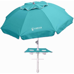 image:imageAMMSUN 7ft Heavy Duty High Wind Beach Umbrella with sand anchor Builtin Table Tray Vent Tilt Pole UPF 50 Windproof Portable Outdoor Umbrellas Carry Bag for Patio Garden Pool Backyard RedTeal