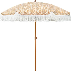 image:imageAMMSUN 7ft Patio Umbrella with Fringe Outdoor Tassel Umbrella UPF50 Premium Steel Pole and Steel Ribs Push Button Tilt BlackRetro Bohemian