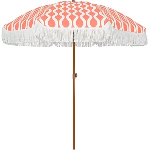 image:imageAMMSUN 7ft Patio Umbrella with Fringe Outdoor Tassel Umbrella UPF50 Premium Steel Pole and Steel Ribs Push Button Tilt BlackWave Pink Champagne