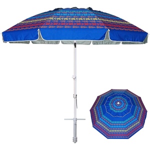 image:imageAMMSUN 8 Feet Large Beach Umbrella with Sand Anchor Heavy Duty High Wind Portable Outdoor Umbrellas UV 50 Protection Air Vent Tilt Patio Garden PoolNavy Stripes