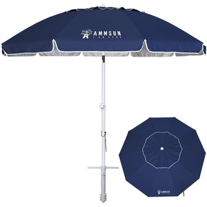 image:imageAMMSUN 8 Feet Large Beach Umbrella with Sand Anchor Heavy Duty High Wind Portable Outdoor Umbrellas UV 50 Protection Air Vent Tilt Patio Garden PoolNavy