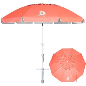 image:imageAMMSUN 8 Feet Large Beach Umbrella with Sand Anchor Heavy Duty High Wind Portable Outdoor Umbrellas UV 50 Protection Air Vent Tilt Patio Garden PoolRed