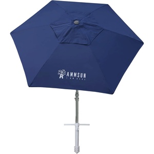 image:imageAMMSUN 8ft Large Beach Umbrellas for Sand with Sand Anchor Air Vent hookNavy