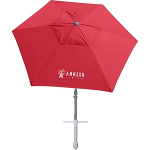 image:imageAMMSUN 8ft Large Beach Umbrellas for Sand with Sand Anchor Air Vent hookRed