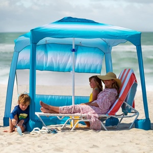 image:imageAMMSUN Beach Cabana 6565 Beach Canopy Easy Set up and Take Down Cabana Tent with Sand Pockets Instant Sun Shade with Side Wall Coral TropicalGradient Blue