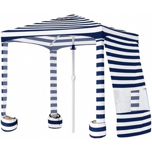 image:imageAMMSUN Beach Cabana 6565 Beach Canopy Easy Set up and Take Down Cabana Tent with Sand Pockets Instant Sun Shade with Side Wall Coral TropicalNavy Sailor