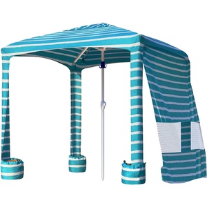 image:imageAMMSUN Beach Cabana 6565 Beach Canopy Easy Set up and Take Down Cabana Tent with Sand Pockets Instant Sun Shade with Side Wall Coral TropicalRoyal Turquoise