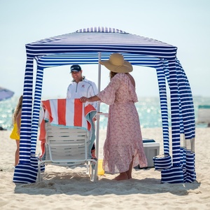 image:imageAMMSUN Beach Cabana 6565 Beach Canopy Easy Set up and Take Down Cabana Tent with Sand Pockets Instant Sun Shade with Side Wall Coral TropicalSiesta Stripe
