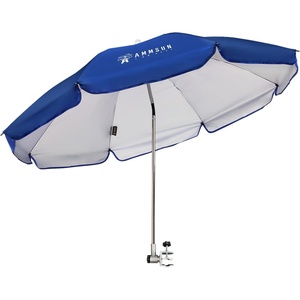 image:imageAMMSUN Chair Umbrella with Universal Clamp Adjustable 47 inches and 360 Swivel amp UPF 50 Protection Portable Sun Umbrella Secure Clip on CampingBeach Chairs Stroller Wheelchair Golf cart Lounger Blue LargesizedBlue
