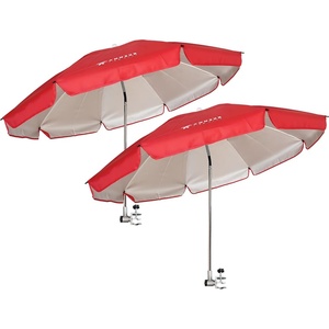 image:imageAMMSUN Chair Umbrella with Universal Clamp Adjustable 47 inches and 360 Swivel amp UPF 50 Protection Portable Sun Umbrella Secure Clip on CampingBeach Chairs Stroller Wheelchair Golf cart Lounger Blue LargesizedRed2 PACK
