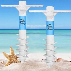 image:imageAMMSUN Heavy Duty Beach Umbrella Sand Anchor Base amp Umbrellas Hanging HookWhite 2 pcs