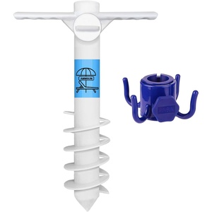 image:imageAMMSUN Heavy Duty Beach Umbrella Sand Anchor Base amp Umbrellas Hanging Hookwhite  blue